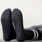 Black Stripped Cute Pilates Grip Socks