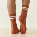 Caramel Stripped Grippy Cute Pilates Grip Socks