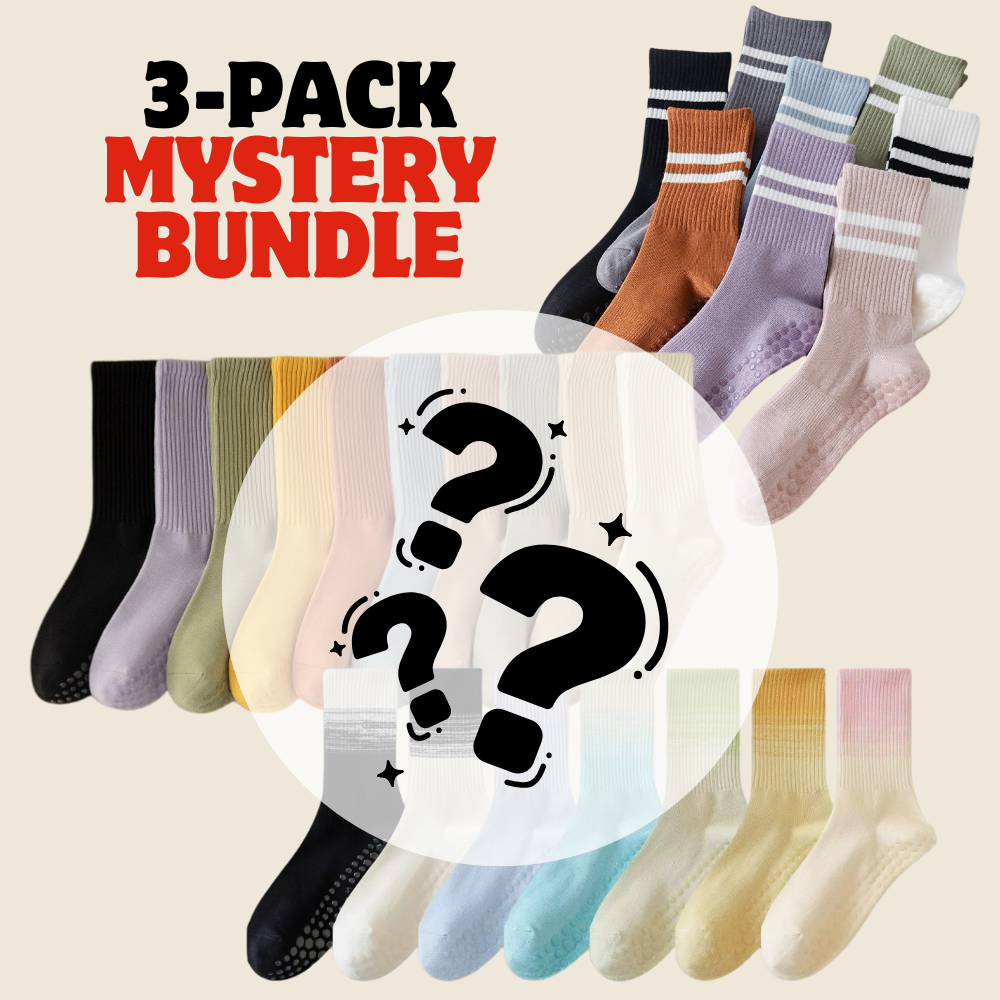 3-Pack Free Shipping Cute Grippy Pilates Grip Socks Mystery Bundle
