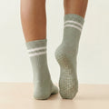 Green Stripped Cute Grippy Pilates Grip Socks