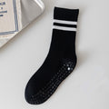 Black Stripped Cute Pilates Grip Socks