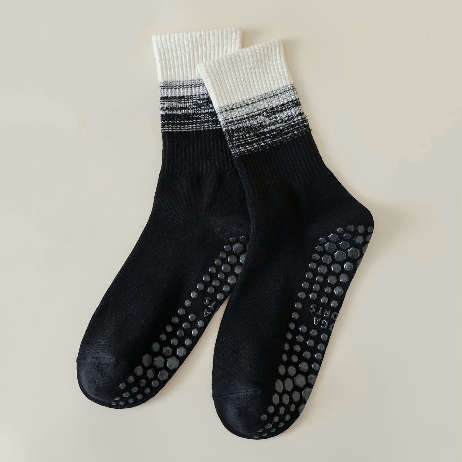 Dusk Black and White Gradient Color Cute Pilates Grip Socks