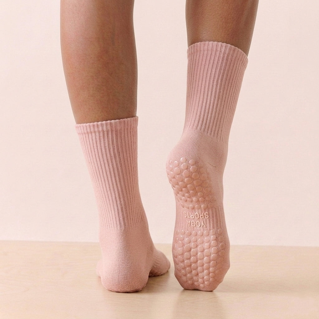Pastel Pink Cute Grippy Pilates Grip Socks
