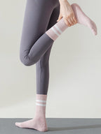 Pink Stripped Cute Grippy Pilates Grip Socks