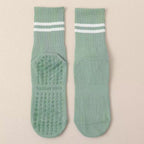 Green Stripped Cute Grippy Pilates Grip Socks