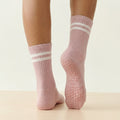 Pink Stripped Cute Grippy Pilates Grip Socks