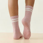 Pink Stripped Cute Grippy Pilates Grip Socks