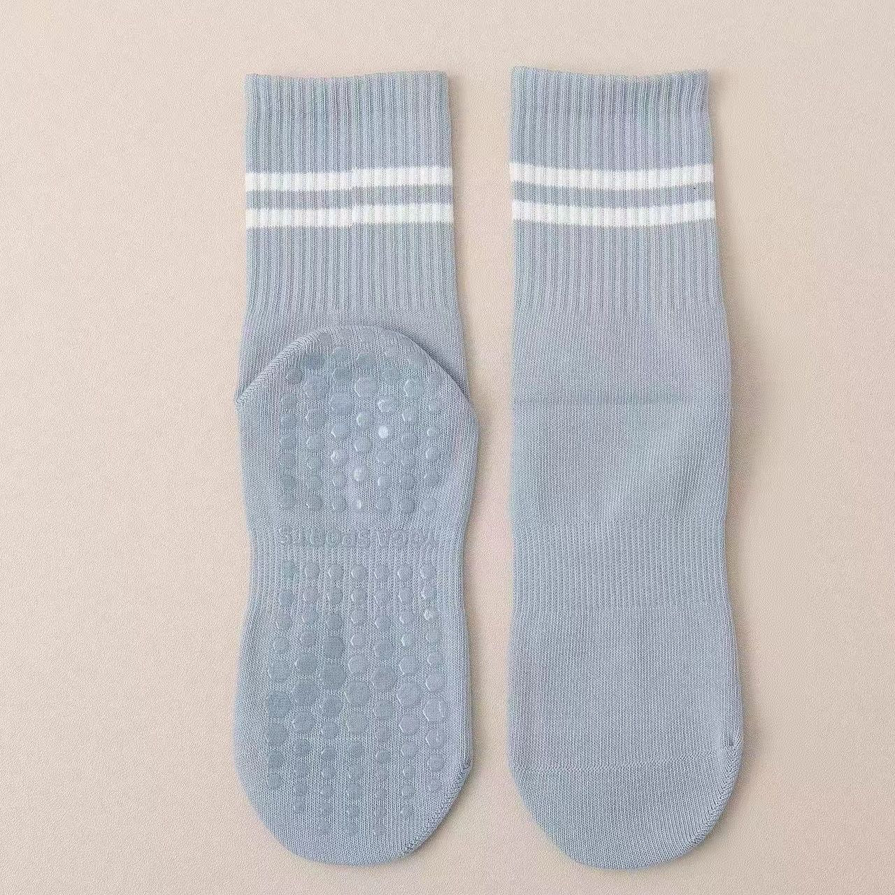 Blue Stripped Cute Pilates Grip Socks