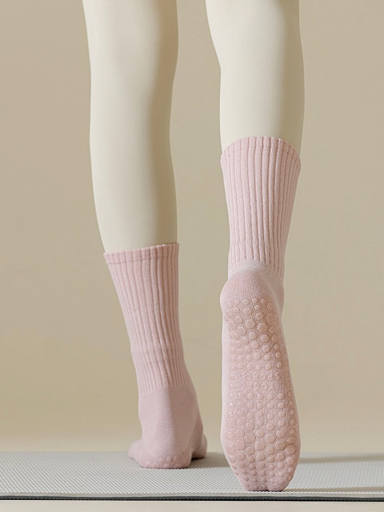 Pastel Pink Cute Grippy Pilates Grip Socks