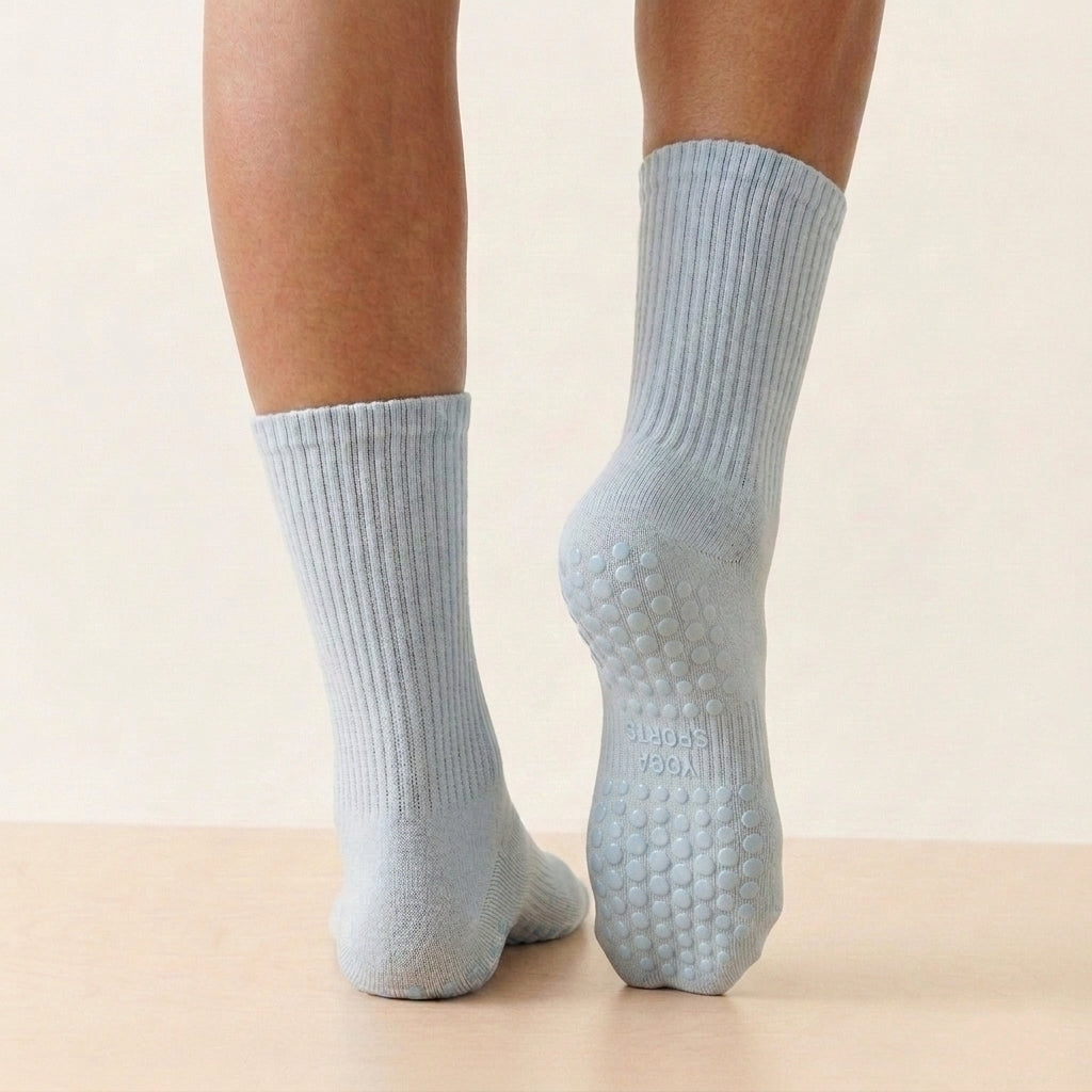 Pastel Blue Cute Grippy Pilates Grip Socks