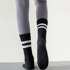 Black Stripped Cute Pilates Grip Socks