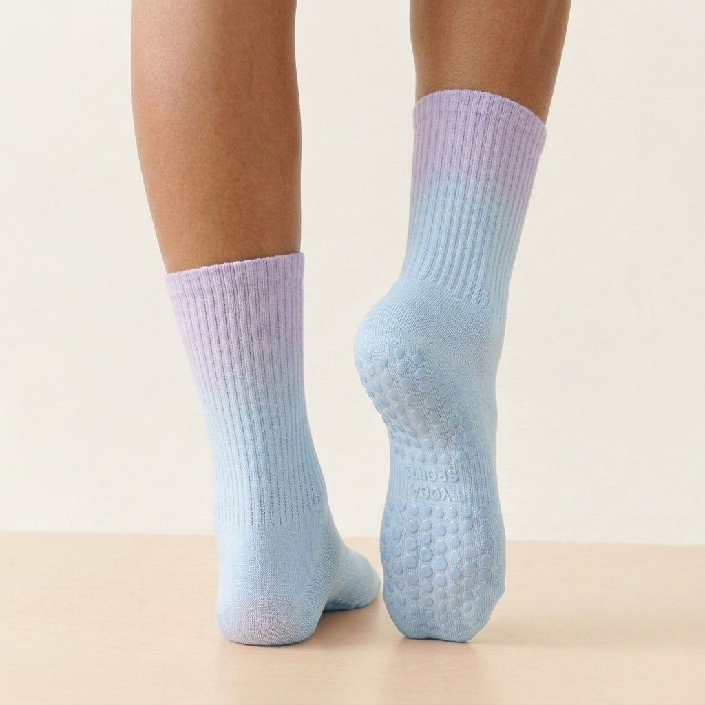 Lavender Gradient Color Cute Grippy Pilates Grip Socks