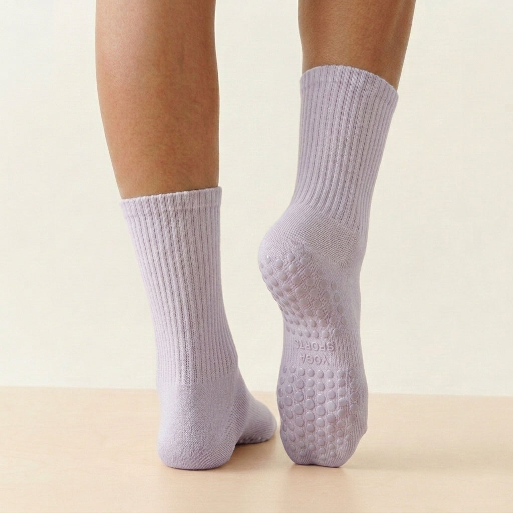 Pastel Purple Cute Grippy Pilates Grip Socks