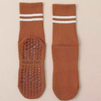 Caramel Stripped Cute Pilates Grip Socks