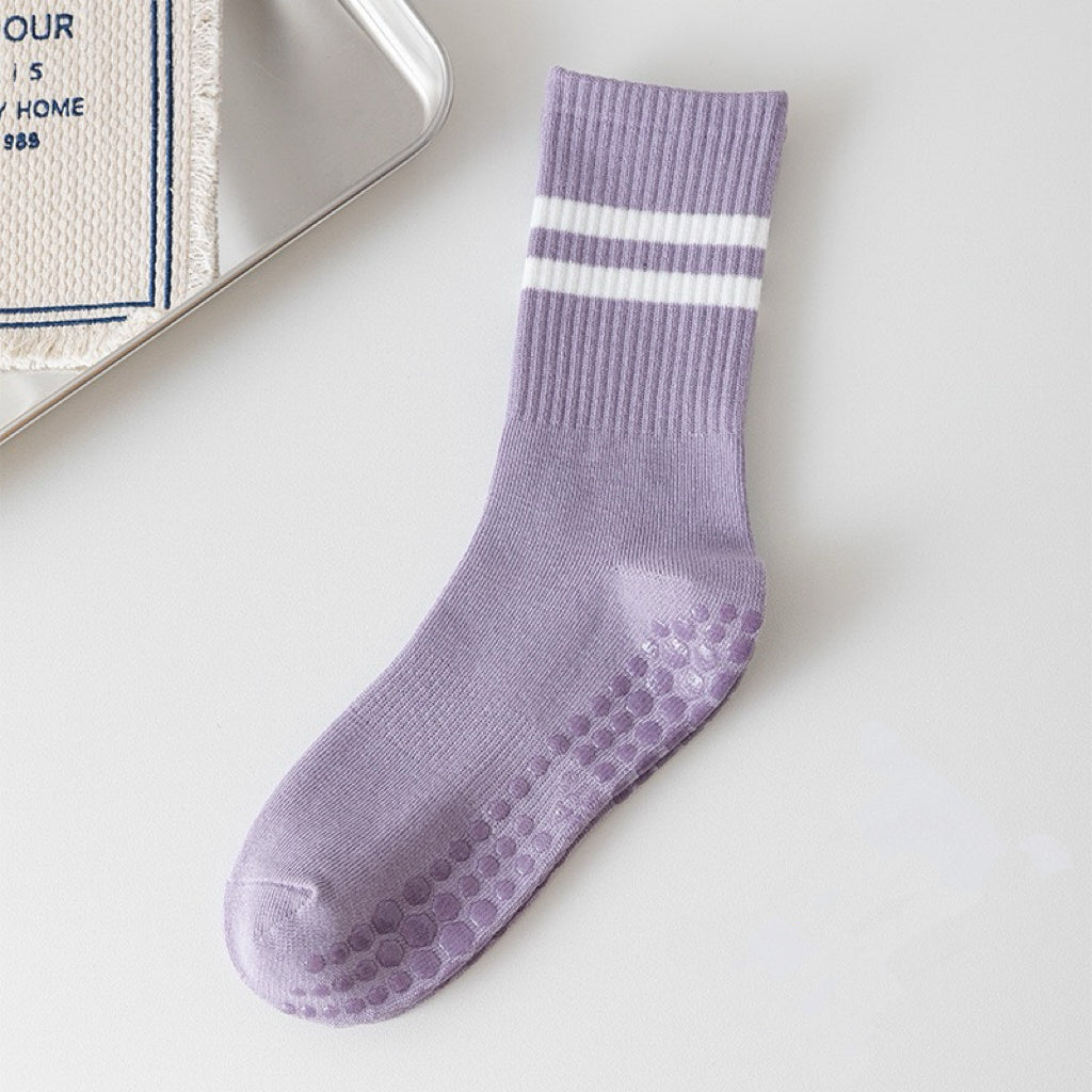 Purple Stripped Cute Pilates Grip Socks