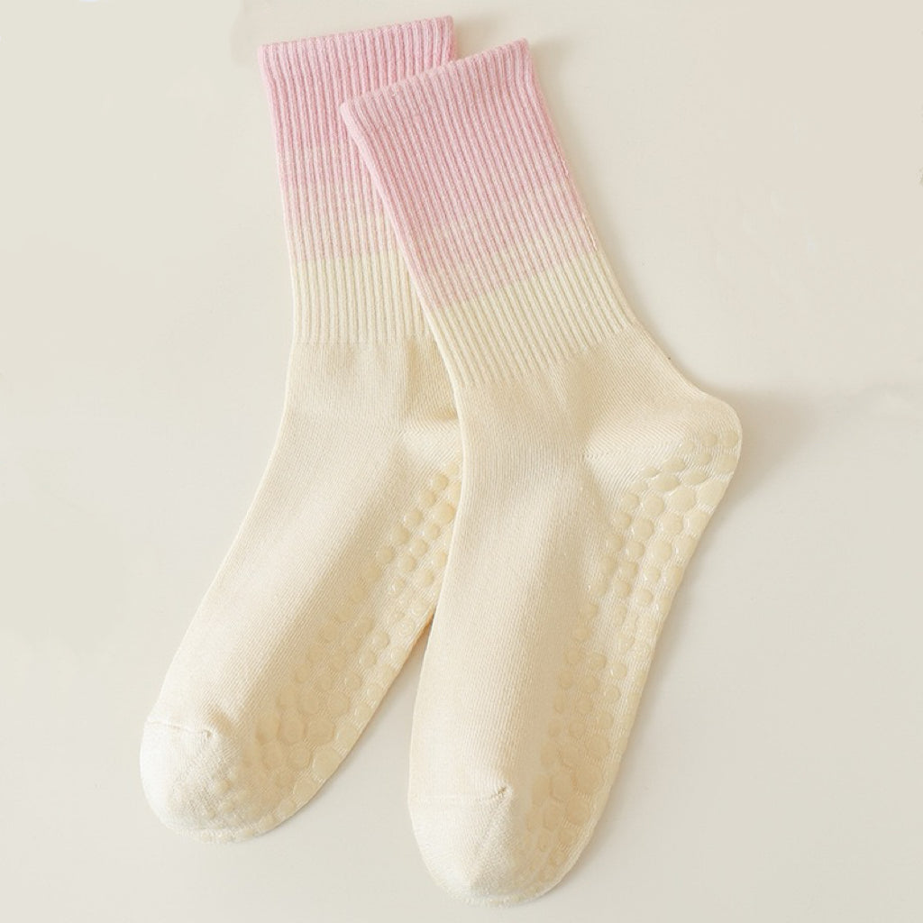Peach Gradient Color Cute Pilates Grip Socks