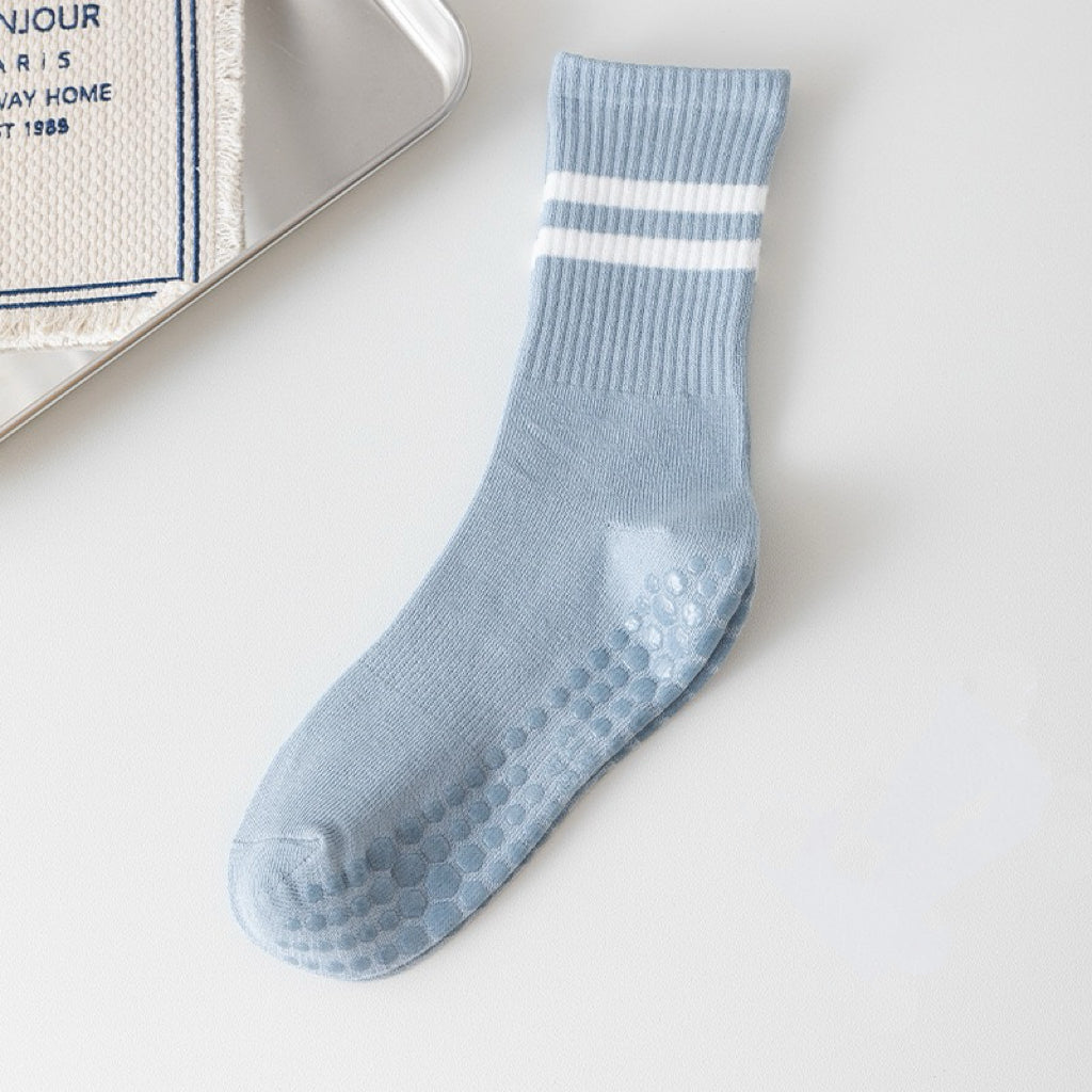 Blue Stripped Cute Pilates Grip Socks